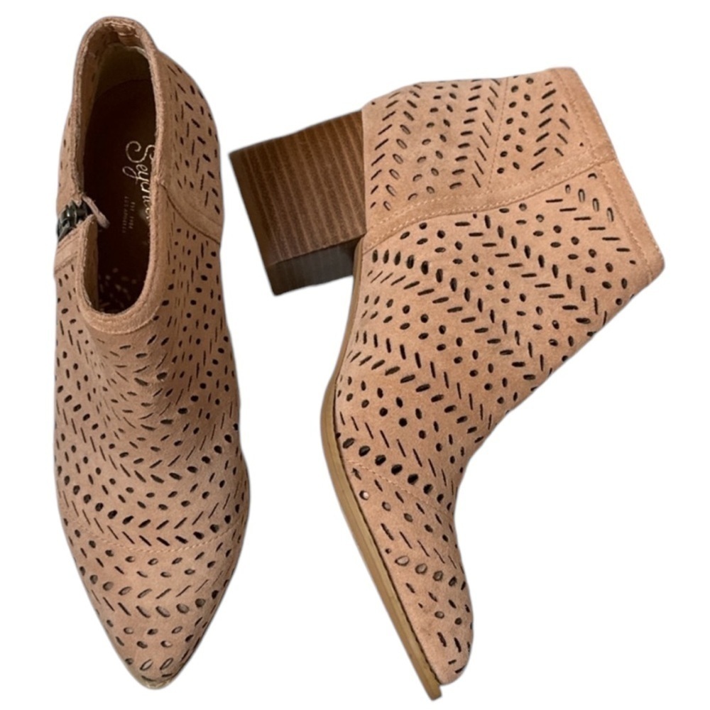 Seychelles Perforated Tan Ankle Booties